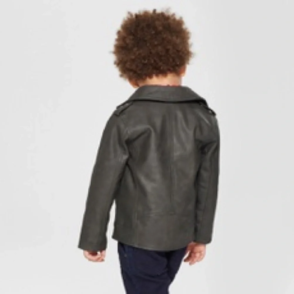 Genuine Kids Black Toddler Moto Jacket Asymmetrical Zip Size 2T